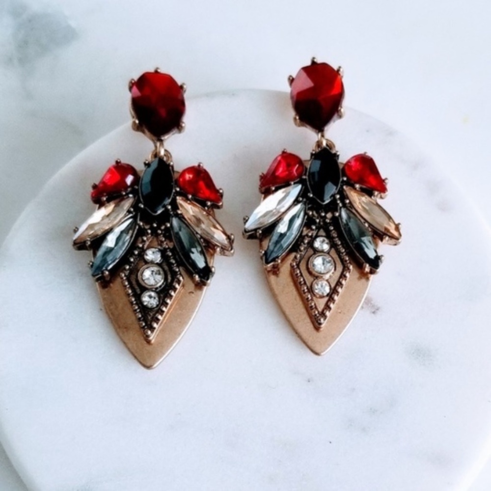 2.5" Multi Color Crystal Earrings